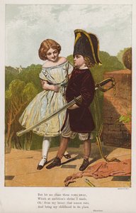 Niña con un niño disfrazado de soldado de English School