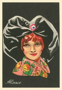 Chicas de muchas tierras: Alsacia (litografía en color)