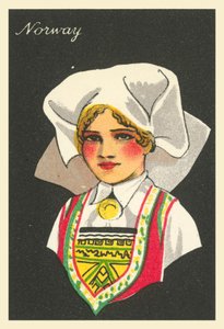 Chicas de muchas tierras: Noruega (litografía en color)