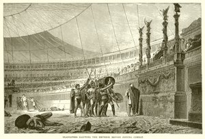 Gladiadores saludando al emperador antes de entrar en combate