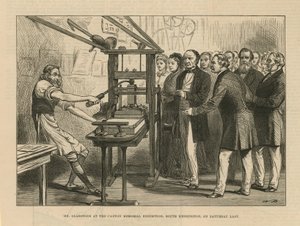 Gladstone en la exposición del Memorial de Caxton de English School