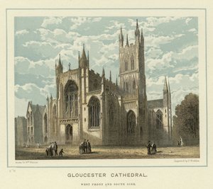 Catedral de Gloucester, fachada oeste y lado sur de English School