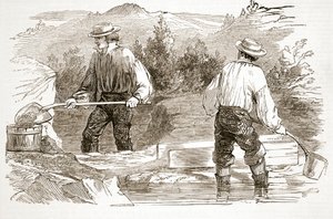 Lavado de oro en las excavaciones, de The Illustrated London News, 1849 de English School