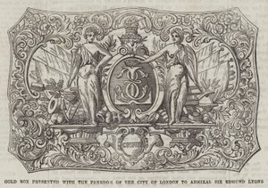 Caja de oro presentada con la libertad de la Ciudad de Londres al Almirante Sir Edmund Lyons de English School
