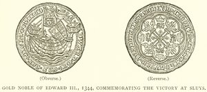 Noble de oro de Eduardo III, 1344, conmemorando la victoria en Sluys de English School