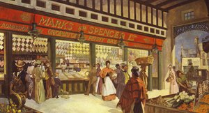Grainger Market Hall Bazaar Newcastle, aún existe en su forma original, 1895 de English School