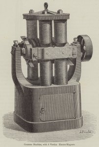 Máquina Gramme, con 8 electroimanes verticales (grabado) de English School