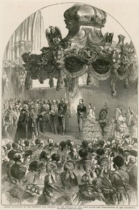 Gran recepción del Emperador y la Emperatriz de Francia por el Lord Mayor y la Corporación en el Guildhall, Londres de English School