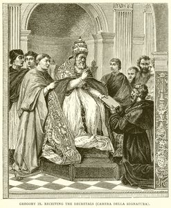 Gregorio IX recibiendo los Decretales (Camera Della Segnatura) de English School