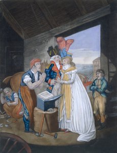 Gretna Green, o el matrimonio ardiente, publicado por Aurrie & Whittle, 1794 de English School