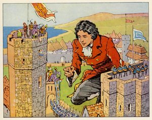 Los viajes de Gulliver: Conoce a la emperatriz (litografía en color) de English School