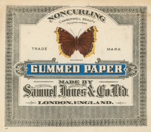 Papel engomado, hecho por Samuel Jones & Co Ltd, Londres