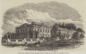 Gunton Hall, Norfolk, sede de Lord Suffield, visitada por el Príncipe y la Princesa de Gales (grabado) de English School