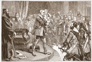Gustavo Adolfo despidiéndose de los Estados, ilustración de La Historia del Protestantismo de James Aitken Wylie (1808-1890), pub. 1878 de English School