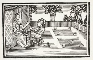 Guy corteja a la bella Phillis, ilustración de Chap-books del Siglo XVIII de John Ashton, pub. 1882 de English School