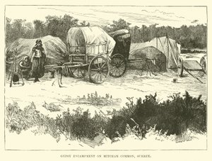 Campamento gitano en Mitcham Common, Surrey