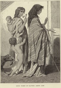 Mujeres gitanas de Eslavonia pidiendo limosna de English School