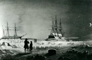 HMS Assistance y Pioneer en cuarteles de invierno regresando a la luz del día de English School