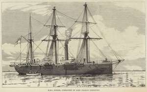 HMS Condor, comandado por Lord Charles Beresford (grabado) de English School