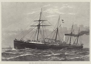 HMS Hecla, Vapor Mercante comprado y equipado para la Marina Real (grabado) de English School