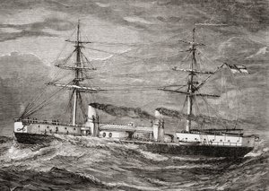 HMS Inflexible, Clase Invencible de Crucero de Batalla de la Marina Real Británica, ilustración de 