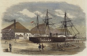 HMS Leopard en el muelle de Shanghái