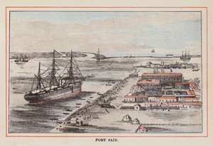 HM Indian Troop-Ship: Port Said (grabado en color)