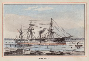 HM Indian Troop-Ship: Canal de Suez (grabado en color) de English School