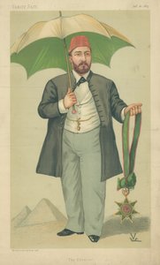 H H Mehemed Tewfik-Pasha, Jedive de Egipto, El Jedive, 20 de enero de 1883, caricatura de Vanity Fair