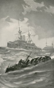 H. M. S. Mars, Terrible y Dragon navegando en el Canal de la Mancha de English School