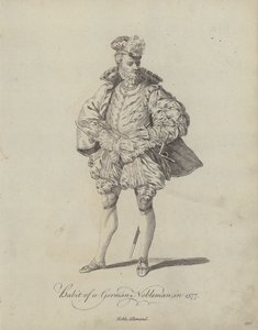 Hábito de un noble alemán en 1577 (grabado) de English School