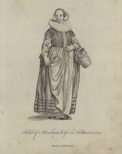 Traje de la Esposa de un Comerciante en Holanda en 1640 de English School