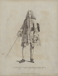 Hábito de un caballero inglés hacia 1700 (grabado) de English School