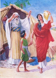 Agar e Ismael, de The Bible Picture Book publicado por Thomas Nelson, c.1950
