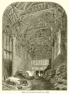 Salón del Palacio de Eltham en 1835 de English School
