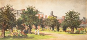 Jardines de Hampton Court, c.1910 (acuarela sobre papel) de English School