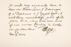 Caligrafía y firma de Samuel Pepys, 1700