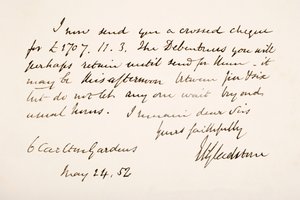 Caligrafía y firma de William Eward Gladstone