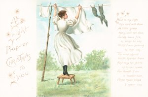Tendiendo la ropa, tarjeta de Navidad de English School