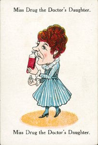 Familias felices, c 1920: Miss Drug, la hija del doctor (litografía en color)