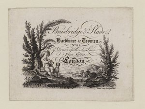 Ferretería y juguetería, Brasbridge y Slade, tarjeta comercial de English School