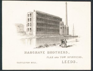 Hargrave Brothers, hiladores de lino y estopa, tarjeta comercial