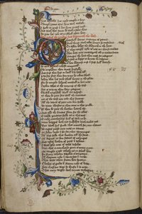 Harley 1758, f.56v Borde de barra e inicial 