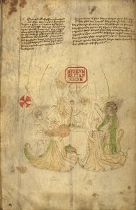 Harley 318, f.8v Enrique VI, rey de Inglaterra, y su esposa, Margarita de Anjou, ilustración de "Historia y genealogía de los reyes... de Inglaterra" (vitela) de English School