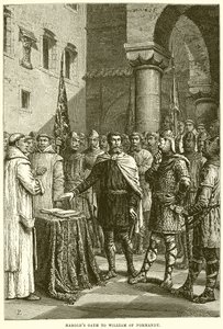 El juramento de Harold a Guillermo de Normandía de English School