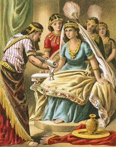 Hatach mostrando a Ester la copia del decreto