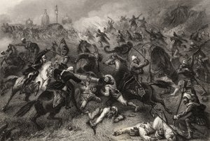 La columna de Havelock atacando a los amotinados antes de Cawnpore en 1857, de 