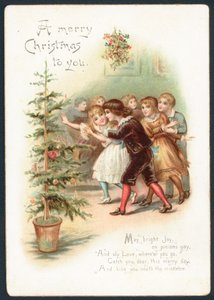 Divirtiéndose bajo el muérdago, Tarjeta de Navidad