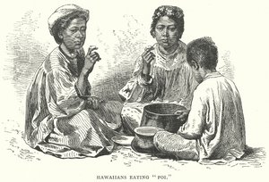 Hawaianos comiendo "Poi" (grabado)