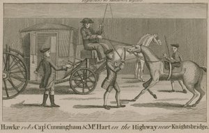 Hawke roba al Capitán Cunningham y al Sr. Hart en el camino cerca de Knightsbridge de English School